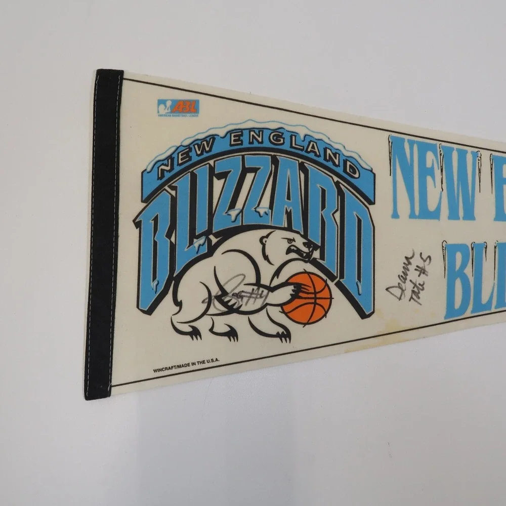 Vintage New England Blizzard ABL Basketball League Pennant Felt Autographed Sign